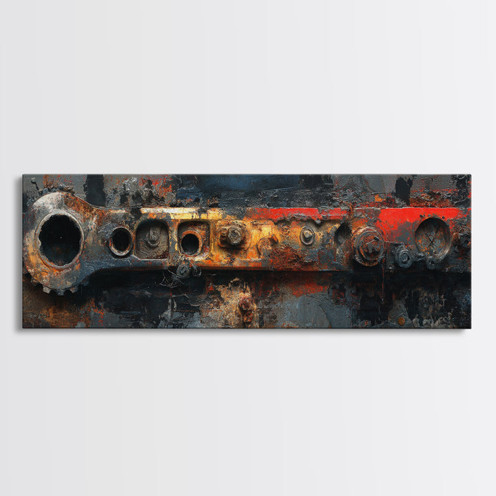 Black and Red Racing Stripe Abstraction Framed Canvas Print, Garage Art, Room Decor, Garage Decor, Fine Art, Motor, Canvas Art, GAR-3x1-52
