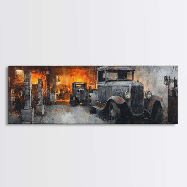 Route 66 Road Scene Without Text Framed Canvas Print, Garage Art, Game Room Art, Garage Decor, Fine Art, Motor, Fine Art Print, GAR-3x1-81