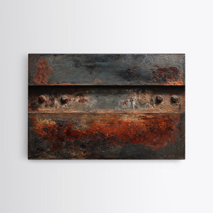 Steel and Rust Texture Abstract Panel Framed Canvas Print, Garage Art, Autumn Wall Art, Garage Decor, Fine Art, Motor, GAR-3x2-27