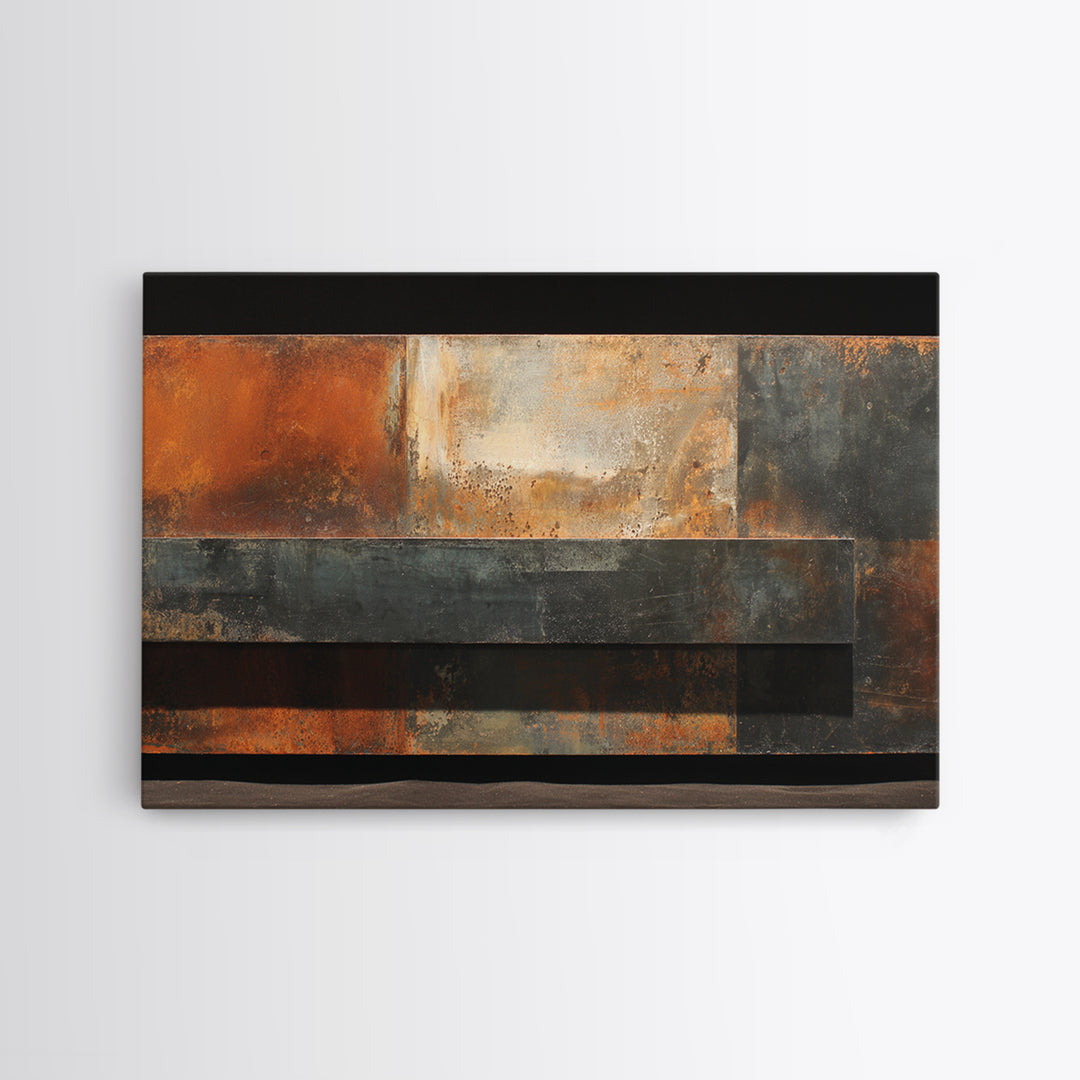 Steel and Rust Texture Abstract Panel Canvas Print, Garage Art, Sports Posters, Garage Decor, Fine Art, Motor, Luxury Decor, GAR-3x2-51