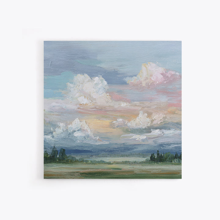 Romantic Cloudscape in Blush and Ivory Framed Canvas Print, Guest Bedroom Art, Digital Print, Bedroom Decor, Fine Art, Guest, GBA-1x1-11