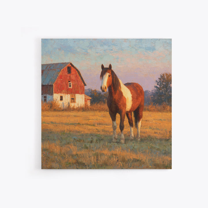 Quiet Horse Pasture at Sunset Framed Canvas Print, Guest Bedroom Art, Downloadable Prints, Bedroom Decor, Fine Art, Guest, GBA-1x1-21