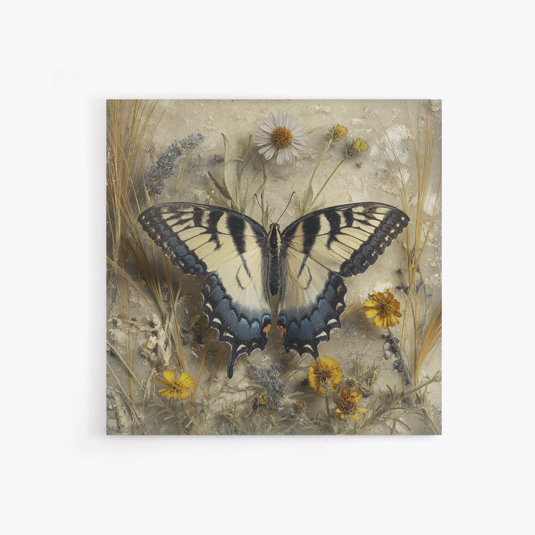 Garden Butterfly and Flowers Specimen Study Canvas Print, Guest Bedroom Art, Wall Art Prints, Bedroom Decor, Fine Art, Guest, GBA-1x1-23