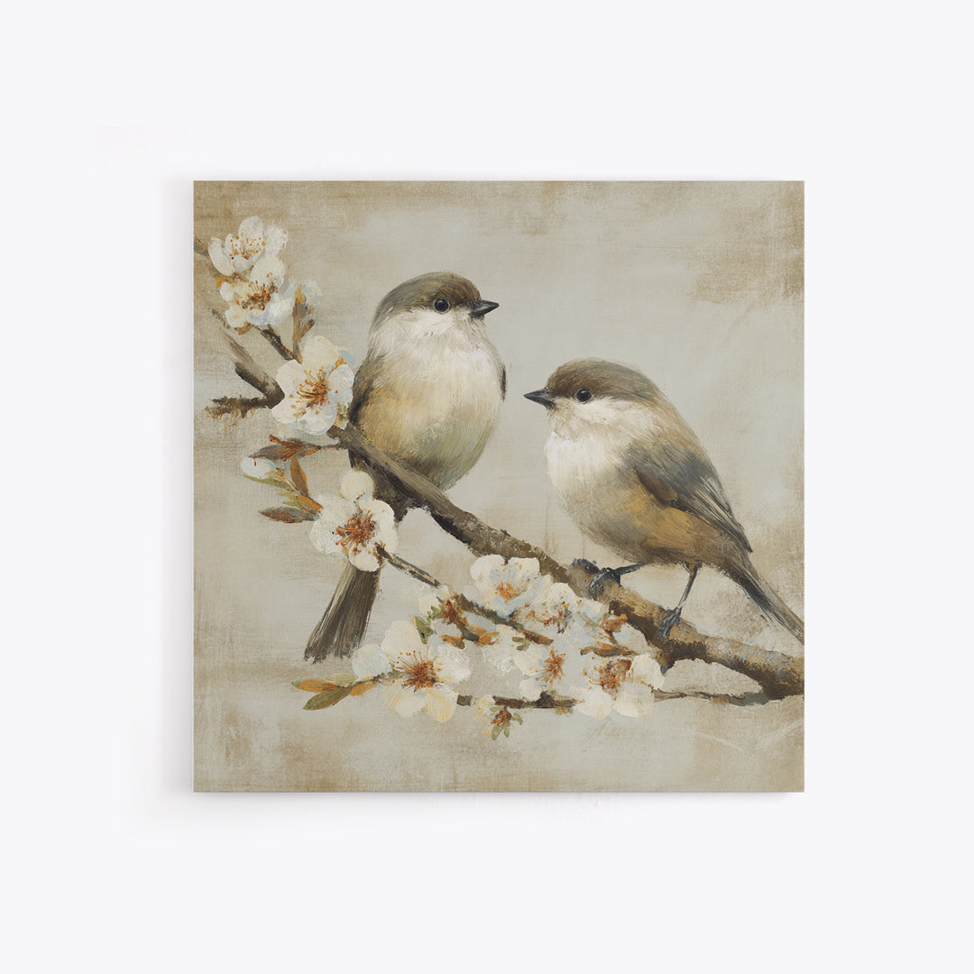 Small Bird Pair on Flowering Branch Framed Canvas Print, Guest Bedroom Art, Home, Bedroom Decor, Guest, Bedroom Wall Art, GBA-1x1-28