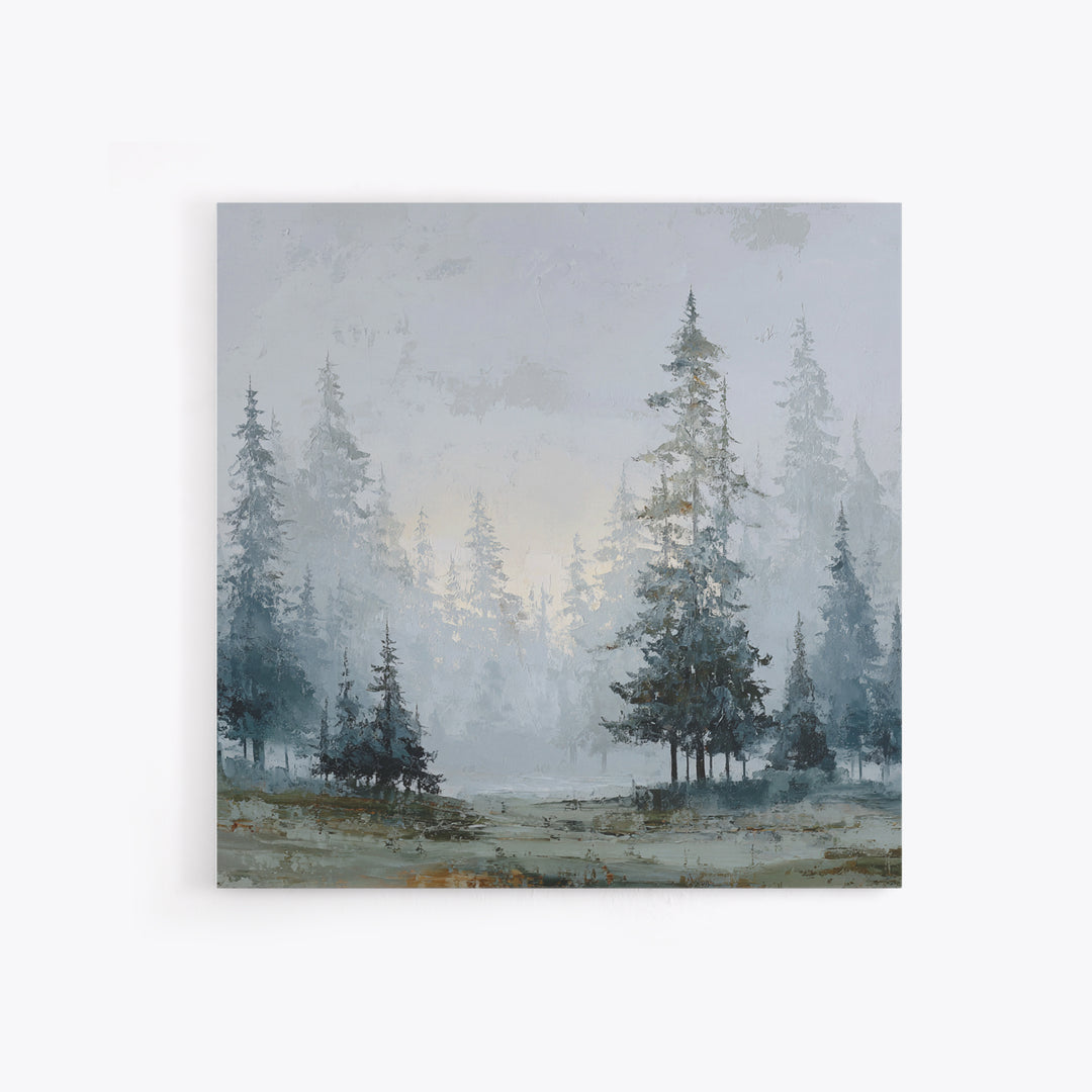 Monochrome Forest Silhouette Framed Canvas Print, Guest Bedroom Art, Bedroom Prints, Bedroom Decor, Guest, Minimalist Decor, GBA-1x1-37
