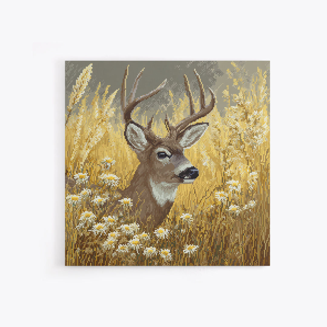 Sunlit Meadow with Delicate Flowers Framed Canvas Print, Guest Bedroom Art, Living Room Wall Art, Bedroom Decor, Guest, GBA-1x1-39