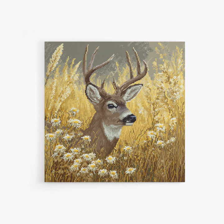 Sunlit Meadow with Delicate Flowers Framed Canvas Print, Guest Bedroom Art, Living Room Wall Art, Bedroom Decor, Guest, GBA-1x1-39