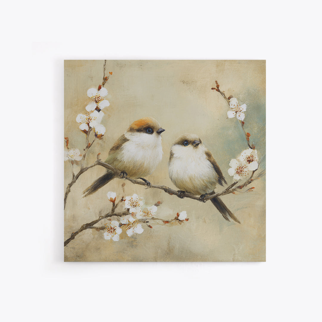 Small Bird Pair on Flowering Branch Canvas Print, Guest Bedroom Art, Home Decor, Bedroom Decor, Fine Art, Guest, Printable Art, GBA-1x1-4
