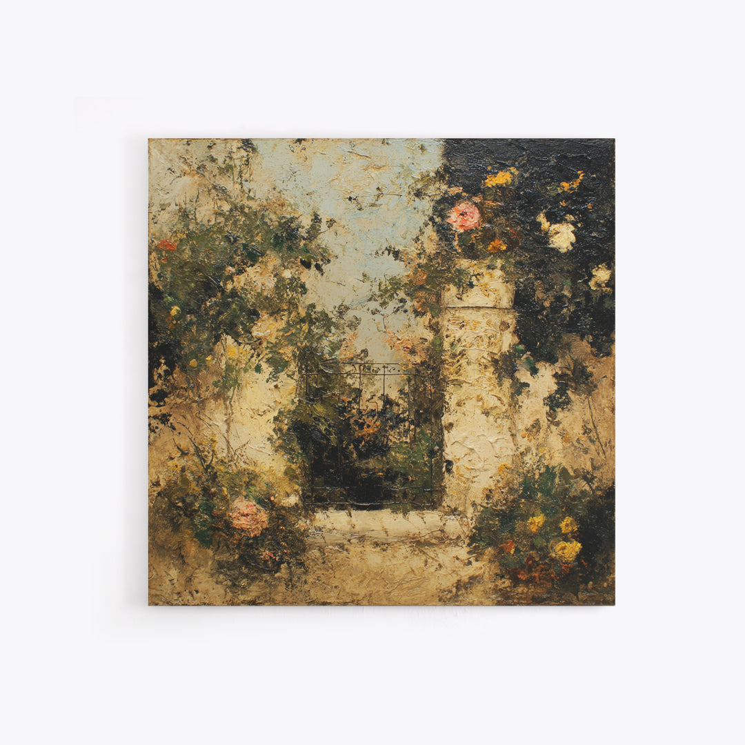 Sunlit Meadow with Delicate Flowers Framed Canvas Print, Guest Bedroom Art, Bedroom Prints, Bedroom Decor, Oil Painting, Guest, GBA-1x1-63