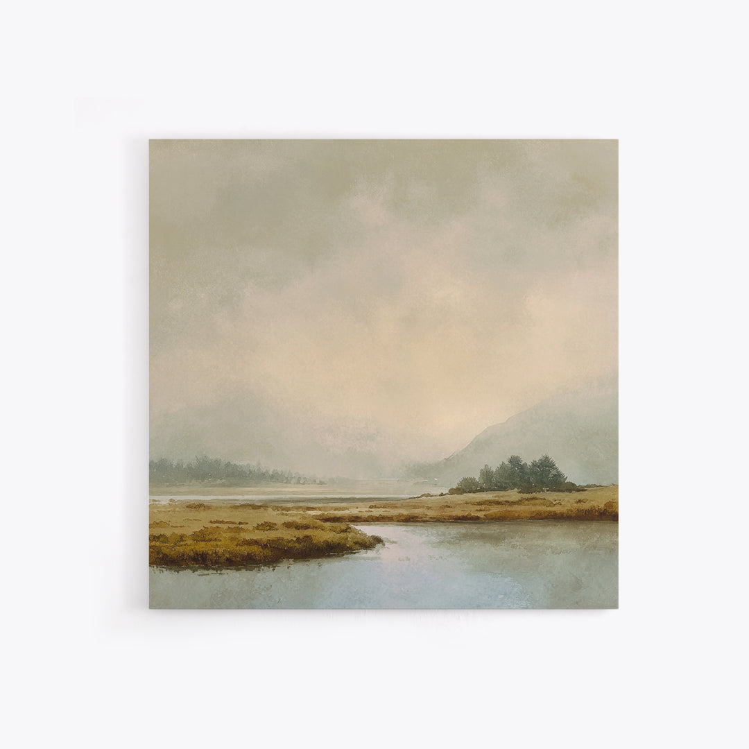Soft Mountain Horizon Framed Canvas Print, Guest Bedroom Art, Bedroom Decor, Oil Painting, Guest, Above Bed Decor, GBA-1x1-7