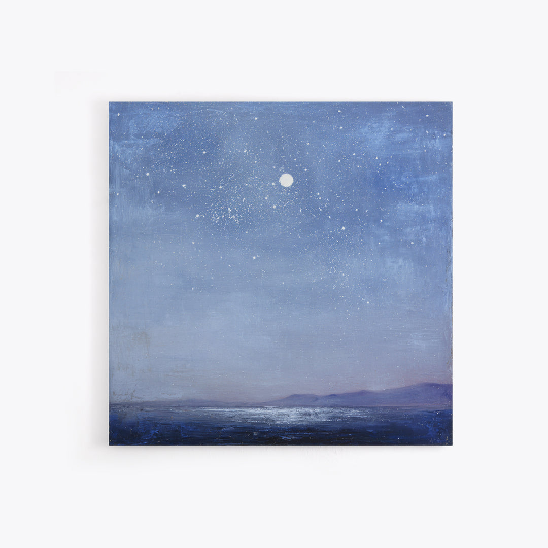 Minimal Moon and Stars Composition Framed Canvas Print, Guest Bedroom Art, Textured Painting, Bedroom Decor, Fine Art, Guest, GBA-1x1-88