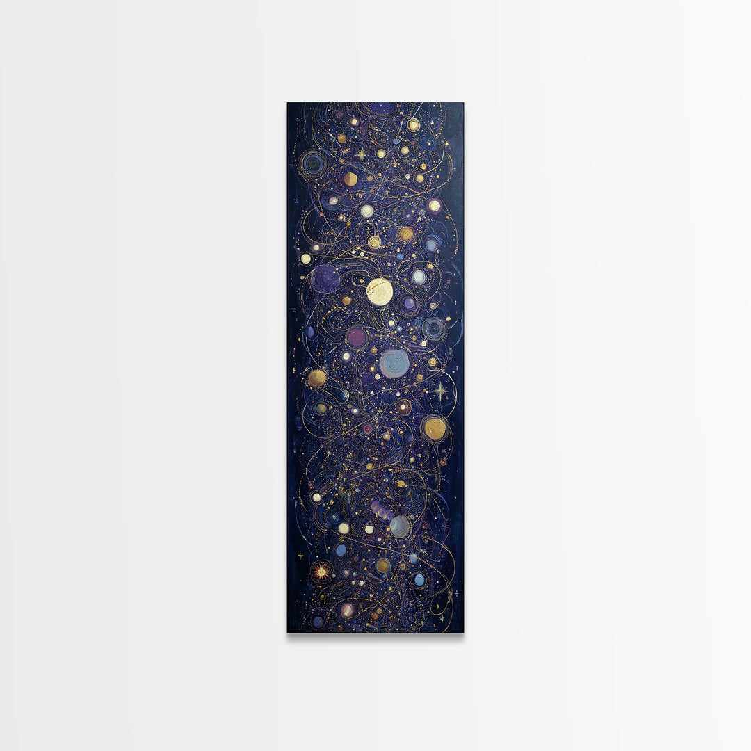 Minimal Moon and Stars Composition Canvas Print, Guest Bedroom Art, Living Room Wall Art, Bedroom Decor, Fine Art, Guest, GBA-1x3-100