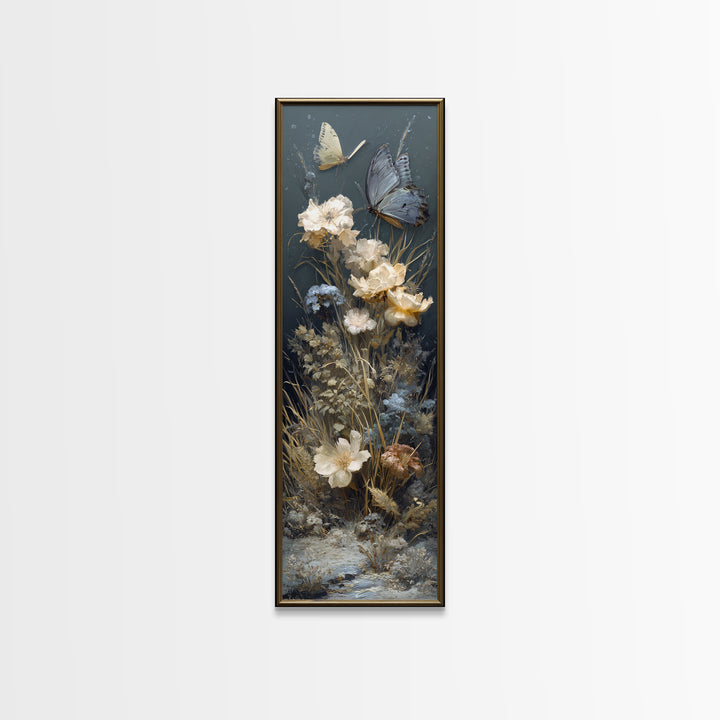 Garden Butterfly and Flowers Specimen Study Canvas Print, Guest Bedroom Art, New Home Gift, Bedroom Decor, Fine Art, Guest, GBA-1x3-11