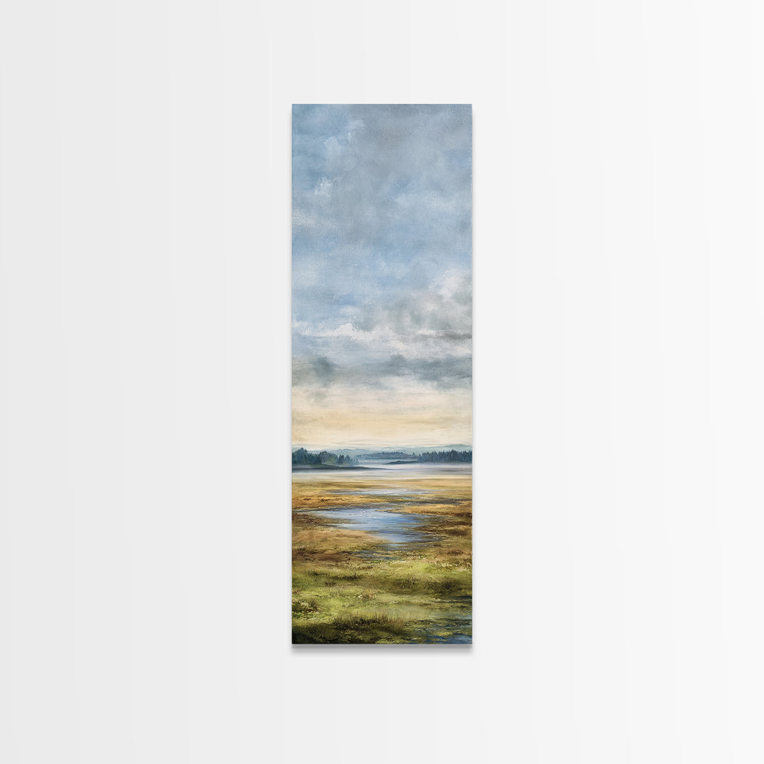 Quiet Lake Landscape at Early Morning Canvas Print, Guest Bedroom Art, Downloadable Prints, Bedroom Decor, Fine Art, Guest, GBA-1x3-14