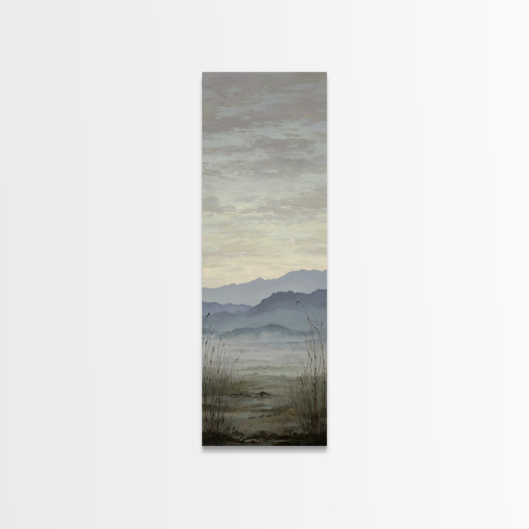 Soft Mountain Horizon Framed Canvas Print, Guest Bedroom Art, Poster, Bedroom Decor, Oil Painting, Guest, Farmhouse Decor, GBA-1x3-19