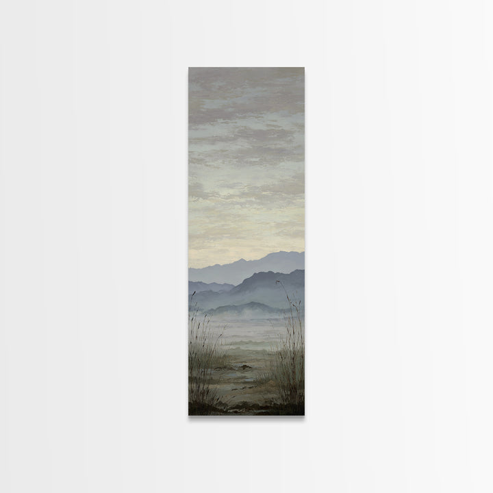 Soft Mountain Horizon Framed Canvas Print, Guest Bedroom Art, Poster, Bedroom Decor, Oil Painting, Guest, Farmhouse Decor, GBA-1x3-19