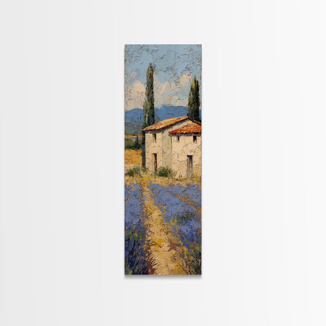 Lavender Field under Pale Sky Framed Canvas Print, Guest Bedroom Art, Prints, Bedroom Decor, Watercolor Art, Guest 331, GBA-1x3-31