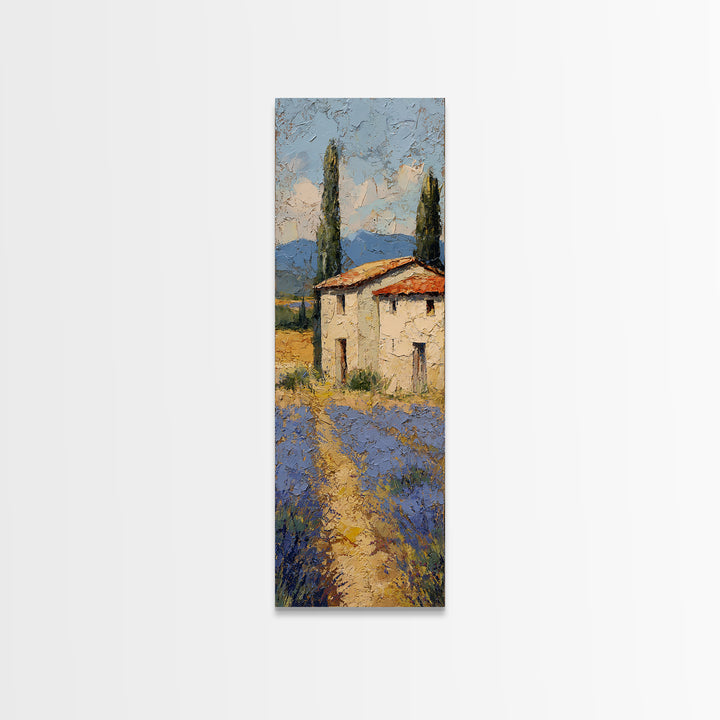 Lavender Field under Pale Sky Framed Canvas Print, Guest Bedroom Art, Prints, Bedroom Decor, Watercolor Art, Guest 331, GBA-1x3-31