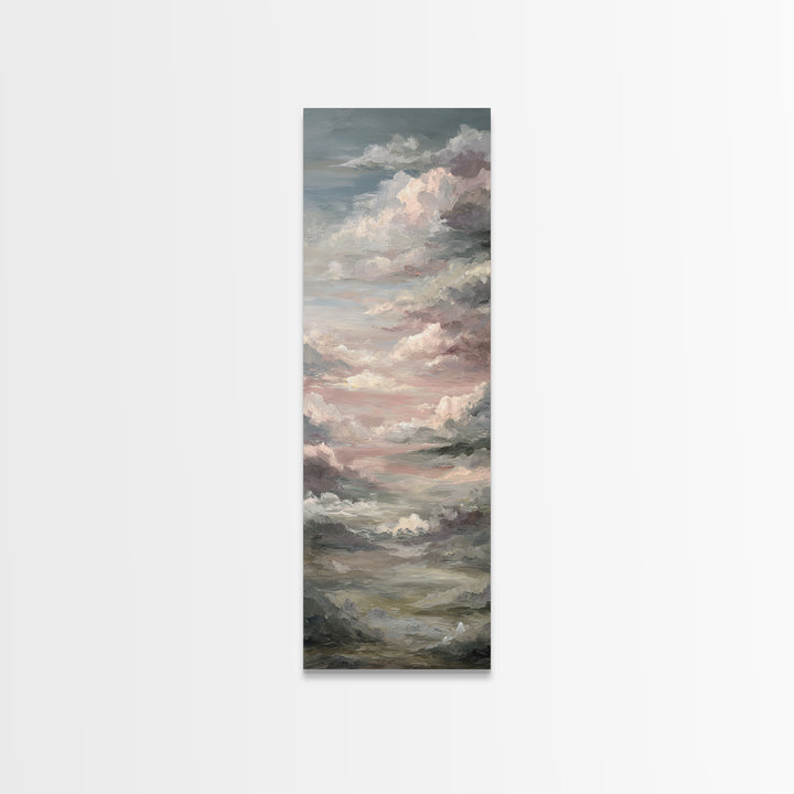Romantic Cloudscape in Blush and Ivory Framed Canvas Print, Guest Bedroom Art, Wall Art Prints, Bedroom Decor, Fine Art, Guest, GBA-1x3-47