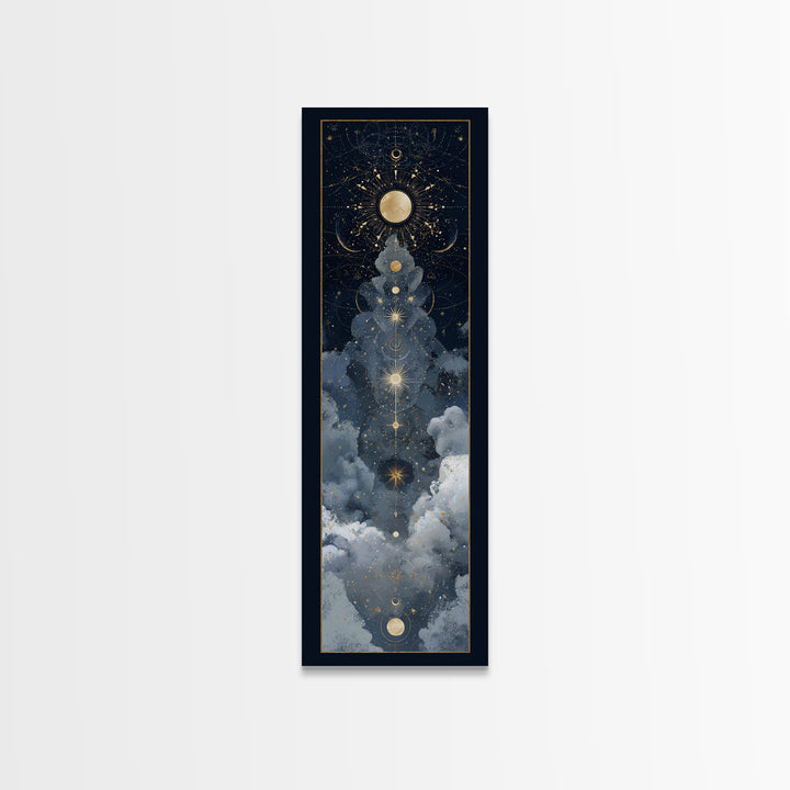 Minimal Moon and Stars Composition Framed Canvas Print, Guest Bedroom Art, Home Decor, Bedroom Decor, Fine Art, Guest, GBA-1x3-52