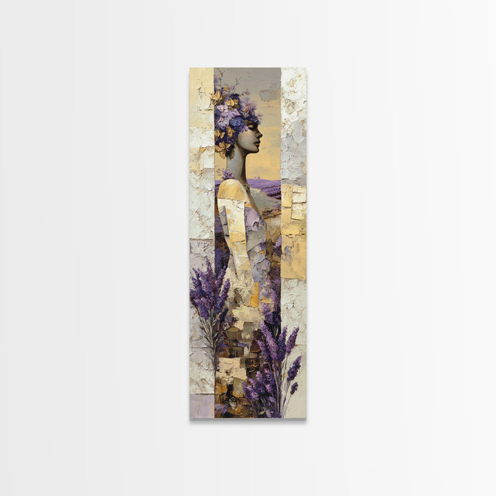 Lavender Field under Pale Sky Canvas Print, Guest Bedroom Art, Bedroom Decor, Oil Painting, Guest, Above Bed Decor, GBA-1x3-55