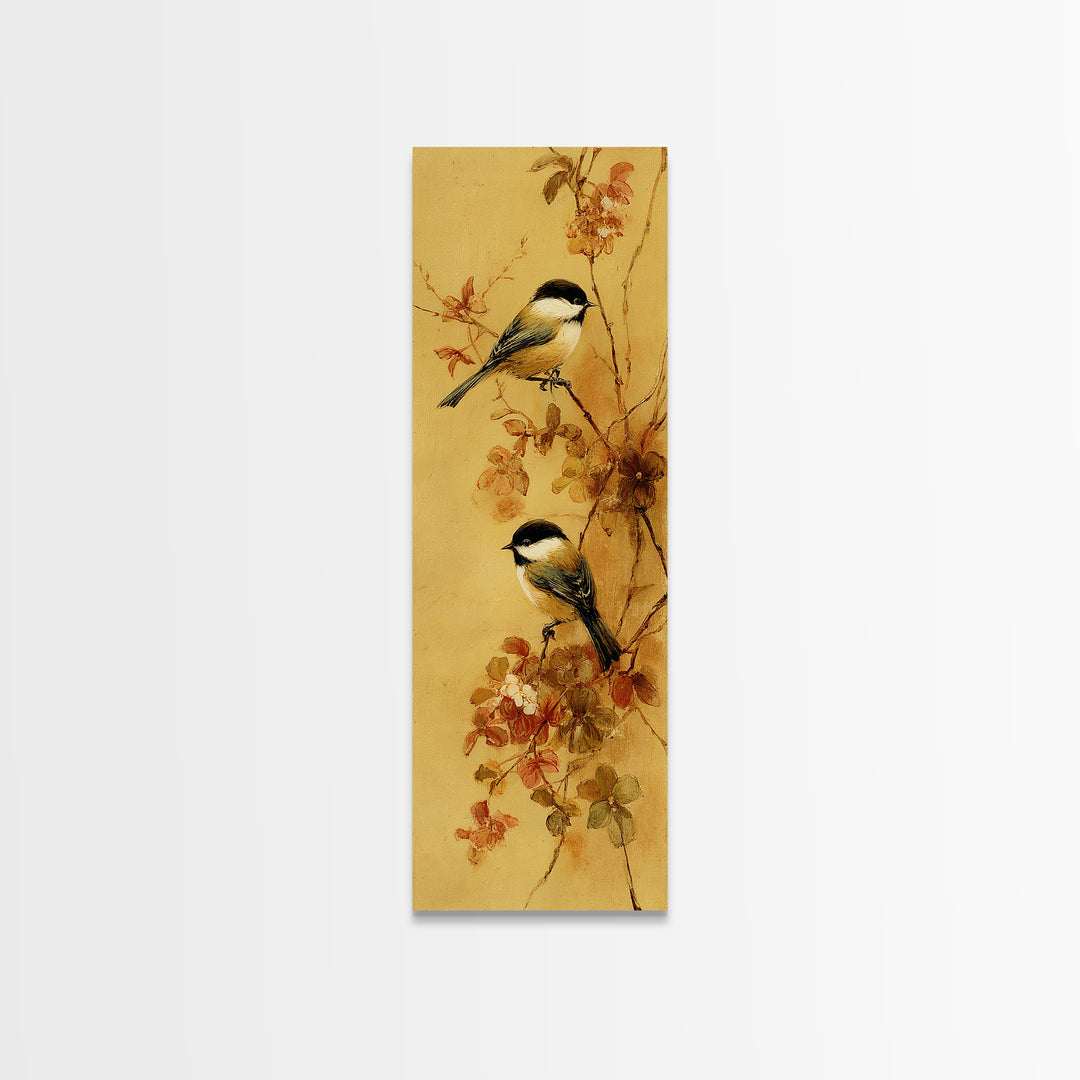 Small Bird Pair on Flowering Branch Framed Canvas Print, Guest Bedroom Art, Framed Wall Art, Bedroom Decor, Watercolor Art, GBA-1x3-64
