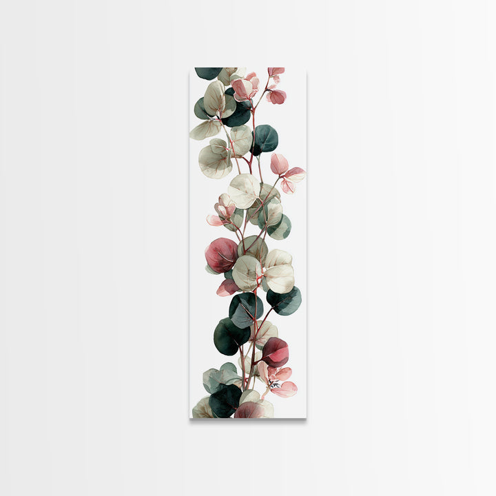 Calming Eucalyptus Watercolor Branches Framed Canvas Print, Guest Bedroom Art, Farmhouse Wall Art, Bedroom Decor, GBA-1x3-70