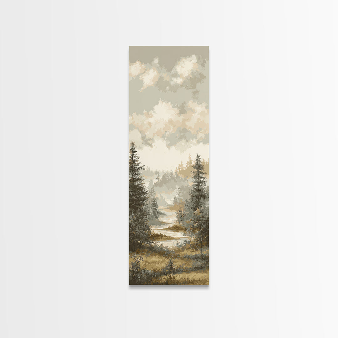 Monochrome Forest Silhouette Canvas Print, Guest Bedroom Art, Prints, Bedroom Decor, Oil Painting, Guest 373, Set of Wall Art, GBA-1x3-73