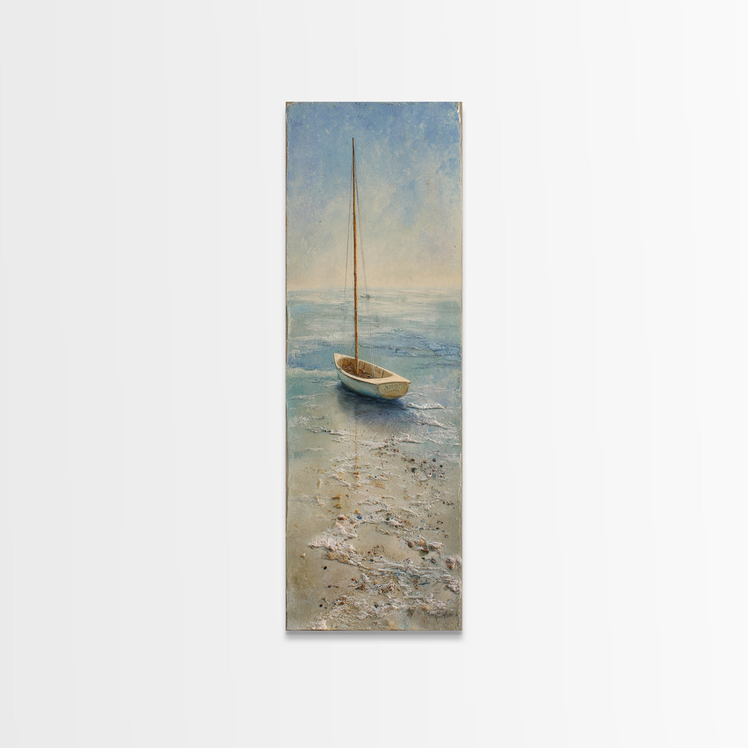 Soft Watercolor Sailboat on Quiet Water Canvas Print, Guest Bedroom Art, Bedroom Prints, Bedroom Decor, Fine Art, Guest, GBA-1x3-78