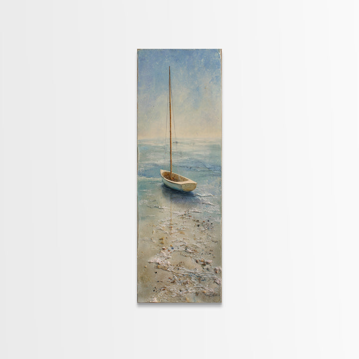 Soft Watercolor Sailboat on Quiet Water Canvas Print, Guest Bedroom Art, Bedroom Prints, Bedroom Decor, Fine Art, Guest, GBA-1x3-78