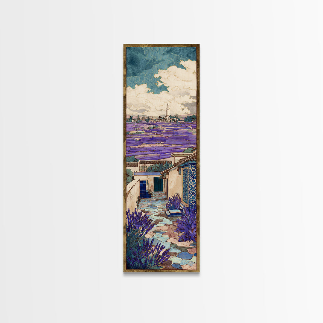 Lavender Field under Pale Sky Framed Canvas Print, Guest Bedroom Art, Pink Wall Art, Bedroom Decor, Fine Art, Guest, New Home, GBA-1x3-79