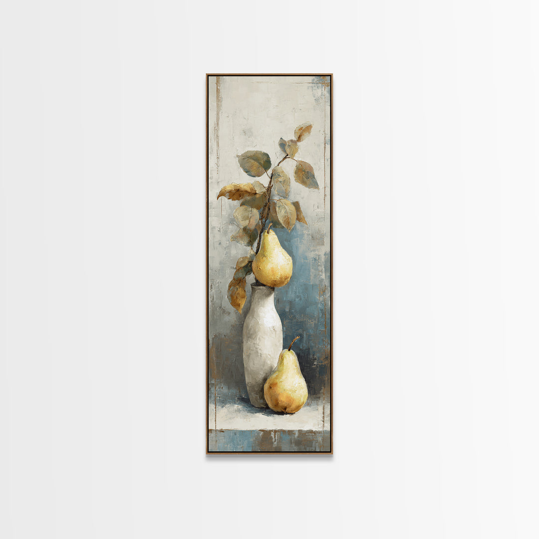 Classic Pear Still Life for Cozy Hospitality Framed Canvas Print, Guest Bedroom Art, Statement Artwork, Bedroom Decor, Guest, GBA-1x3-8
