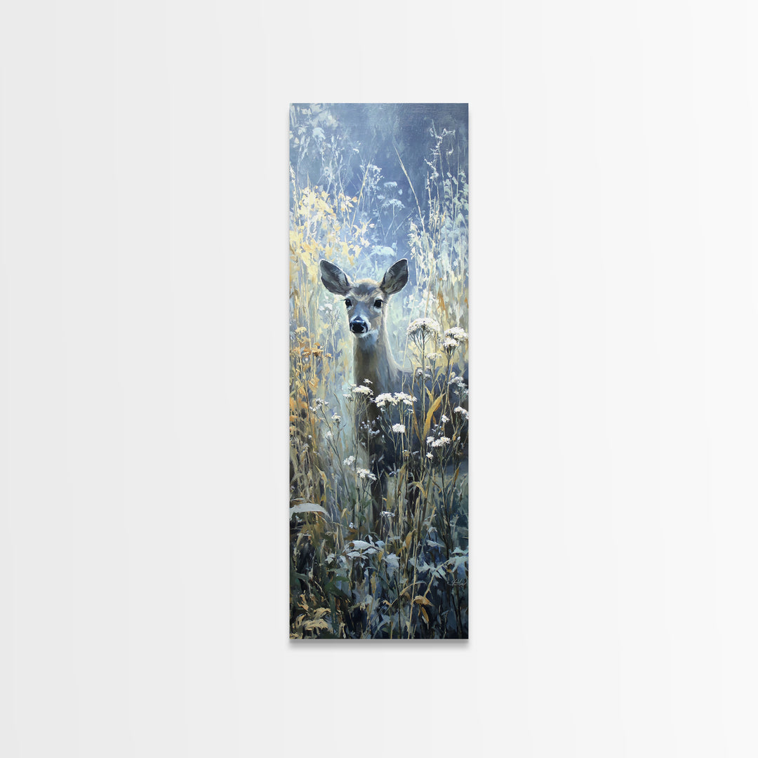 Sunlit Meadow with Delicate Flowers Canvas Print, Guest Bedroom Art, Trendy Wall Art, Bedroom Decor, Watercolor Art, Guest, GBA-1x3-99