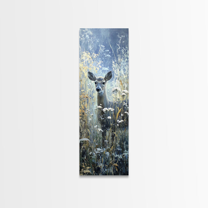 Sunlit Meadow with Delicate Flowers Canvas Print, Guest Bedroom Art, Trendy Wall Art, Bedroom Decor, Watercolor Art, Guest, GBA-1x3-99