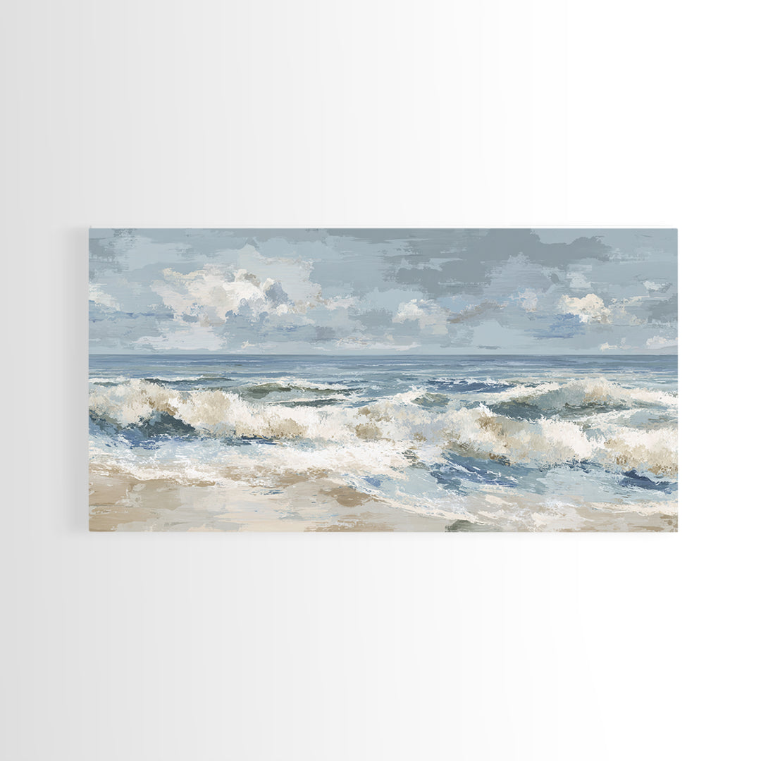 Coastal Dunes in Pale Blue and Sand Framed Canvas Print, Guest Bedroom Art, Home Decor, Bedroom Decor, Fine Art, Guest, GBA-2x1-1
