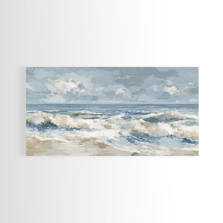 Coastal Dunes in Pale Blue and Sand Framed Canvas Print, Guest Bedroom Art, Home Decor, Bedroom Decor, Fine Art, Guest, GBA-2x1-1