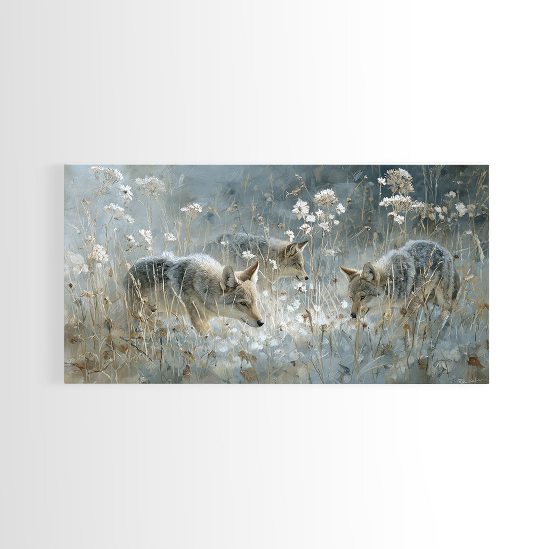 Sunlit Meadow with Delicate Flowers Framed Canvas Print, Guest Bedroom Art, Living Room Wall Art, Bedroom Decor, Guest, GBA-2x1-11