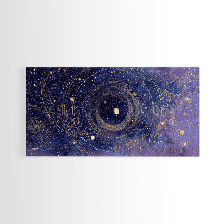 Minimal Moon and Stars Composition Framed Canvas Print, Guest Bedroom Art, Art Print, Bedroom Decor, Fine Art, Guest, GBA-2x1-12