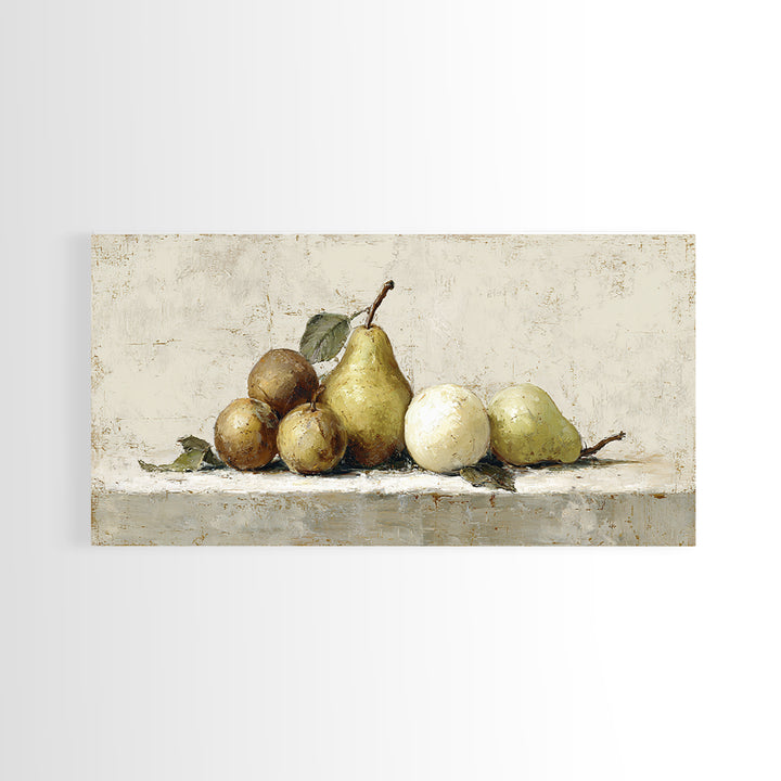 Classic Pear Still Life for Cozy Hospitality Framed Canvas Print, Guest Bedroom Art, Fine Art Print, Bedroom Decor, Guest, GBA-2x1-16