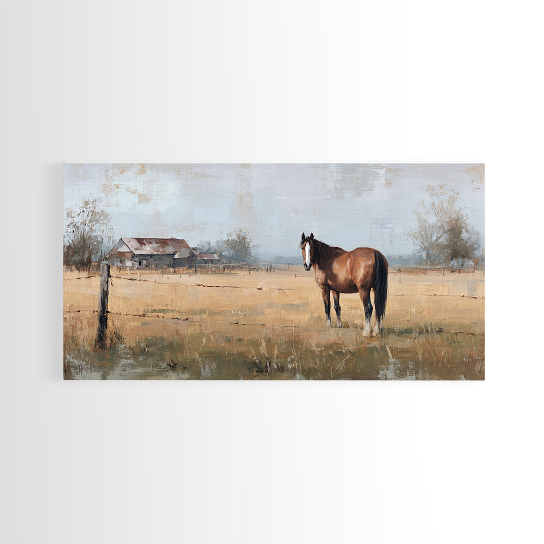 Quiet Horse Pasture at Sunset Canvas Print, Guest Bedroom Art, Contemporary Art, Bedroom Decor, Fine Art, Guest, Digital Print, GBA-2x1-17