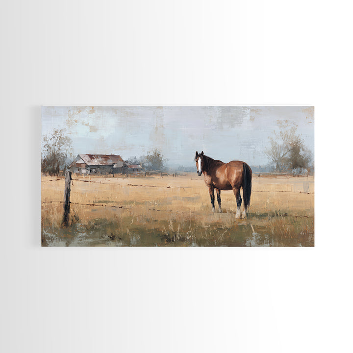 Quiet Horse Pasture at Sunset Canvas Print, Guest Bedroom Art, Contemporary Art, Bedroom Decor, Fine Art, Guest, Digital Print, GBA-2x1-17