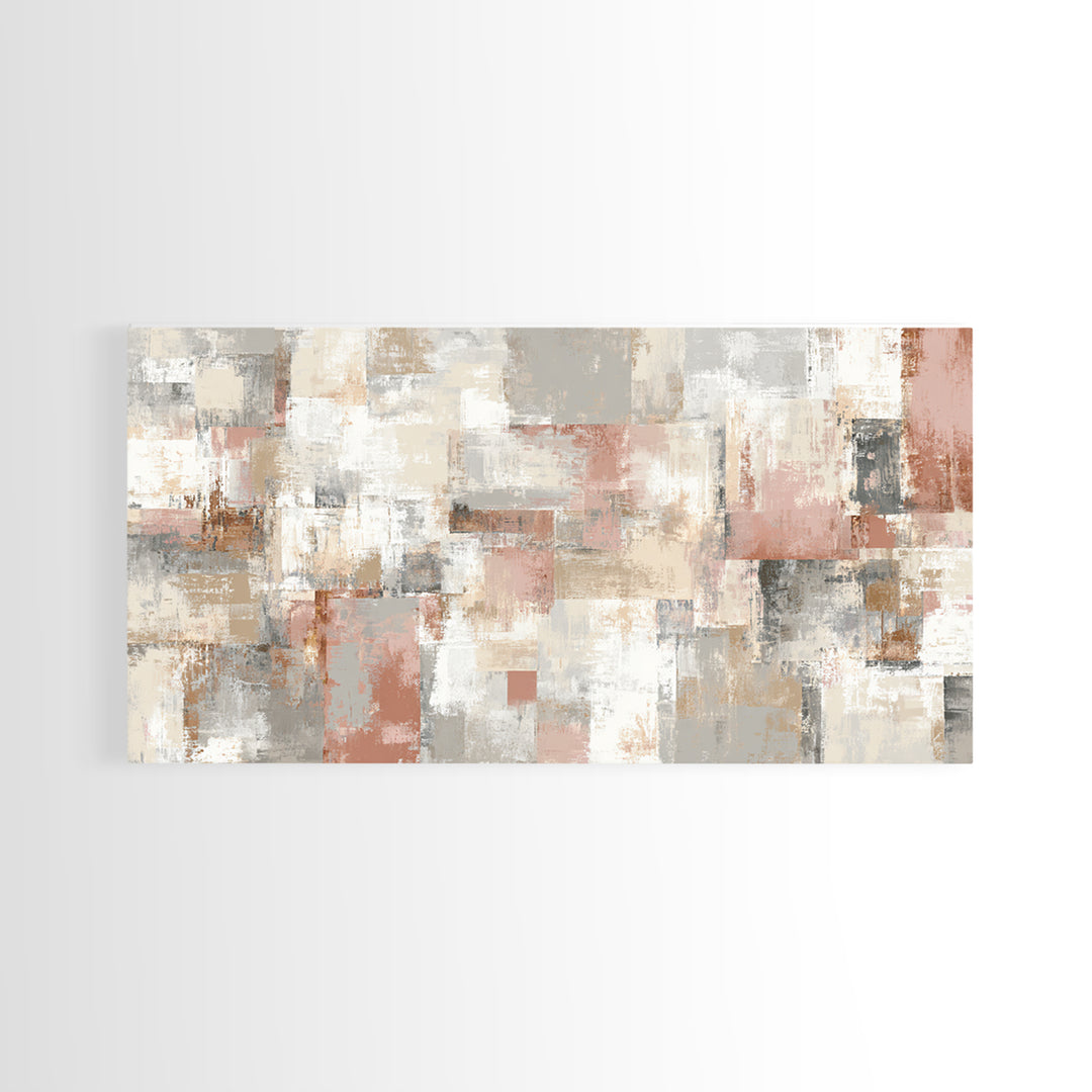 Warm Terracotta Shapes Framed Canvas Print, Guest Bedroom Art, Statement Artwork, Bedroom Decor, Abstract Art, Guest, GBA-2x1-18