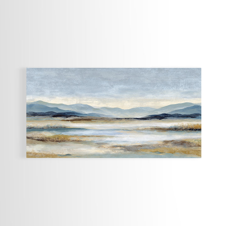 Gentle Rain over Distant Hills Framed Canvas Print, Guest Bedroom Art, Statement Artwork, Bedroom Decor, Fine Art, Guest, GBA-2x1-20