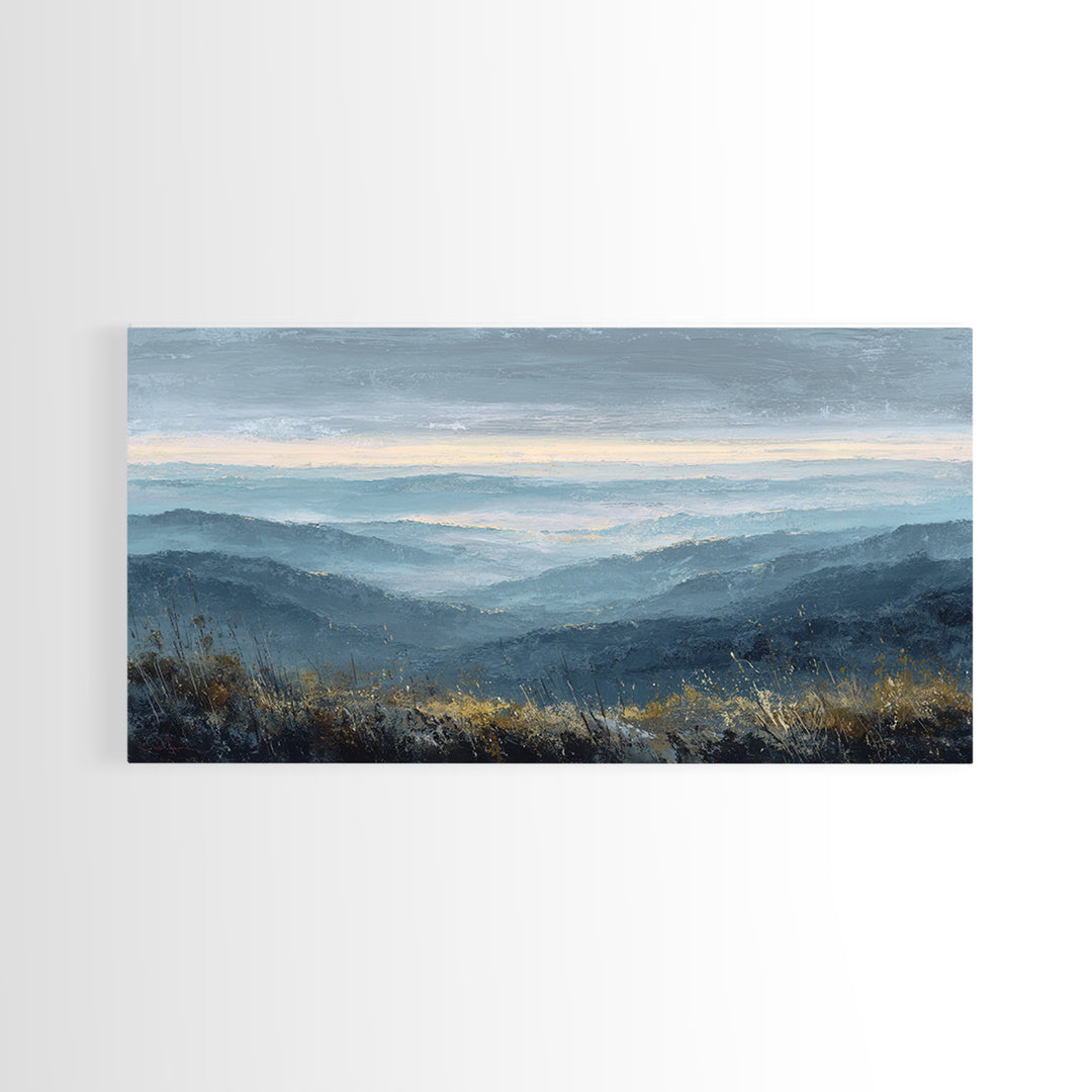 Soft Mountain Horizon Framed Canvas Print, Guest Bedroom Art, Fine Art Print, Bedroom Decor, Fine Art, Guest, Poster, GBA-2x1-27