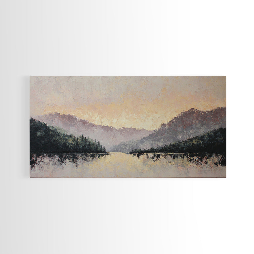 Lavender Field under Pale Sky Canvas Print, Guest Bedroom Art, Digital Prints, Bedroom Decor, Oil Painting, Guest, GBA-2x1-39