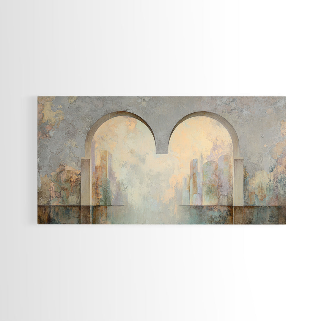 Gentle Rain over Distant Hills Canvas Print, Guest Bedroom Art, Textured Painting, Bedroom Decor, Abstract Art, Guest, GBA-2x1-44