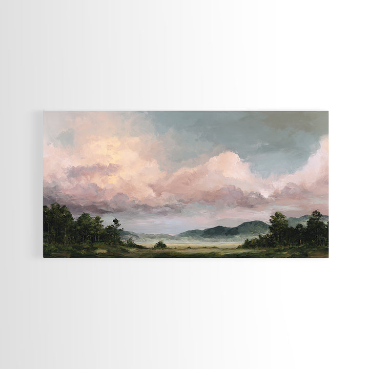 Romantic Cloudscape in Blush and Ivory Framed Canvas Print, Guest Bedroom Art, Printable Art, Bedroom Decor, Fine Art, Guest, GBA-2x1-55
