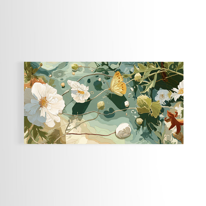 Garden Butterfly and Flowers Specimen Study Framed Canvas Print, Guest Bedroom Art, Home, Bedroom Decor, Fine Art, Guest, GBA-2x1-91