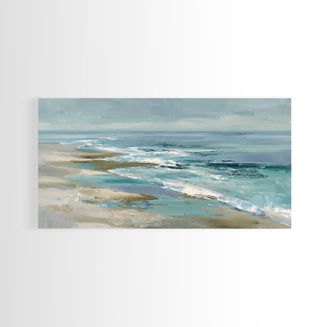 Coastal Dunes in Pale Blue and Sand Framed Canvas Print, Guest Bedroom Art, New Home Gift, Bedroom Decor, Fine Art, Guest, GBA-2x1-97