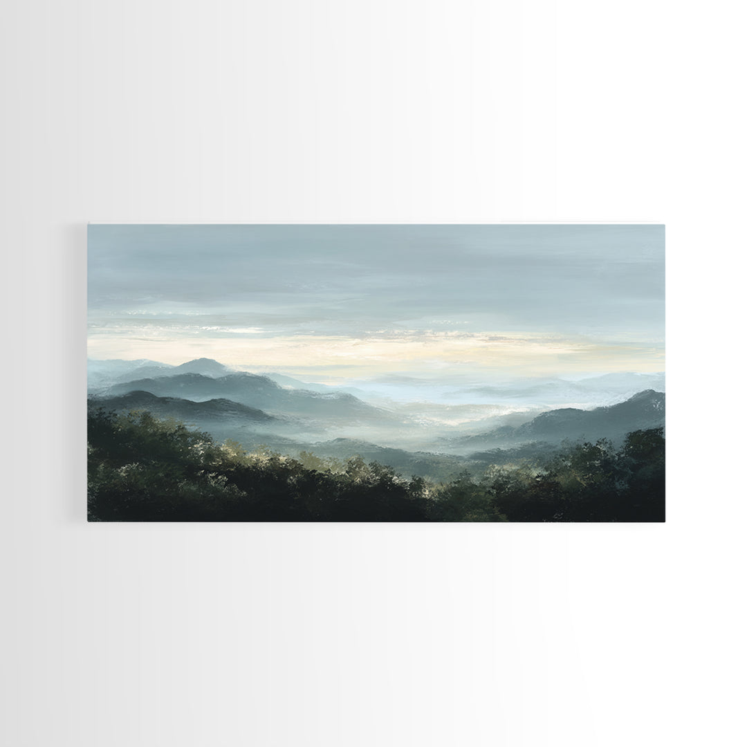 Soft Mountain Horizon Framed Canvas Print, Guest Bedroom Art, Farmhouse Decor, Bedroom Decor, Fine Art, Guest, Trendy Wall Art, GBA-2x1-99